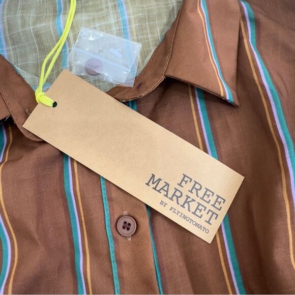 NWT Flying Tomato Freemarket Give It A Go Woven Striped Mini Shirt Dress Small - Picture 10 of 16